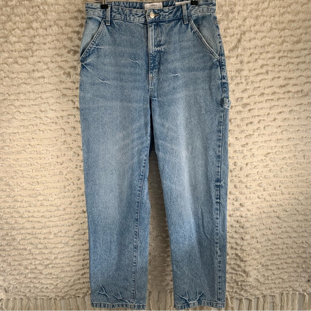 COTTON ON WOMENS SIZE 8 BLUE LIGHT WASH CARPENTER JEANS STRAIGHT LEG DENIM